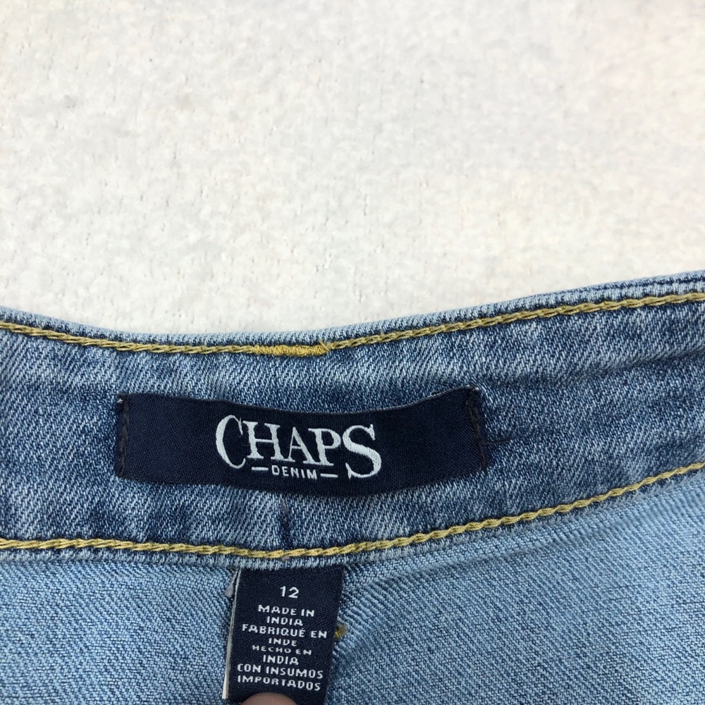 Chaps Euc Button Down Light Wash Denim Skirt Size… - image 2